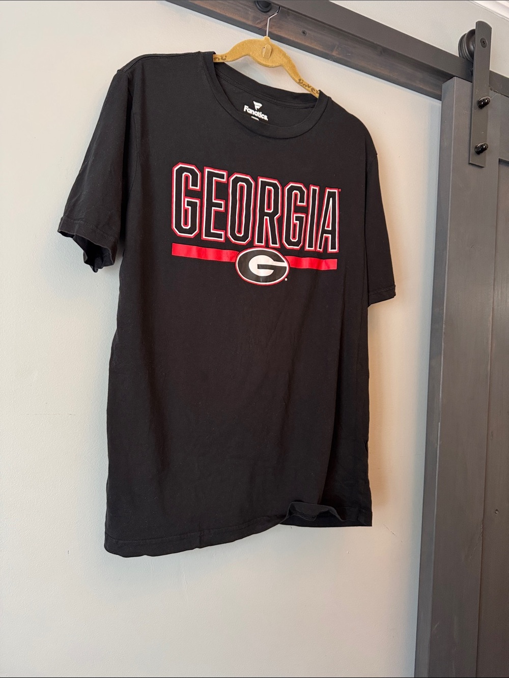 Fanatics Black Georgia Short-Sleeve Tee with Red and White Logo